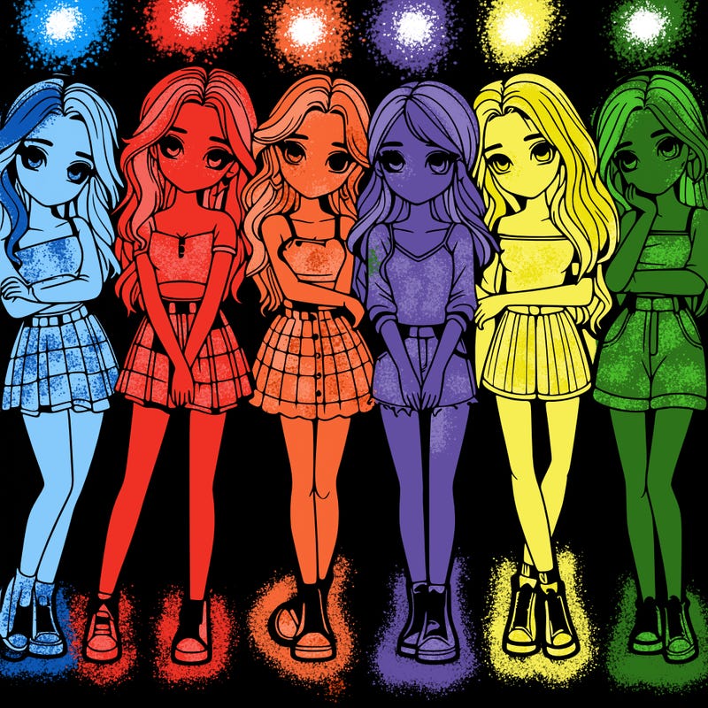 a group of girls realistic