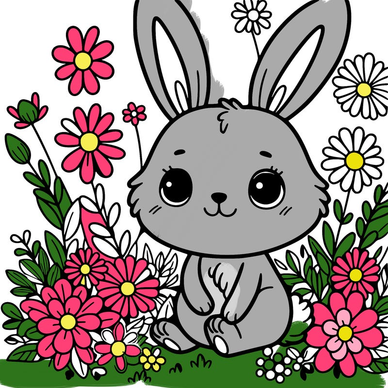 bunny in flowers