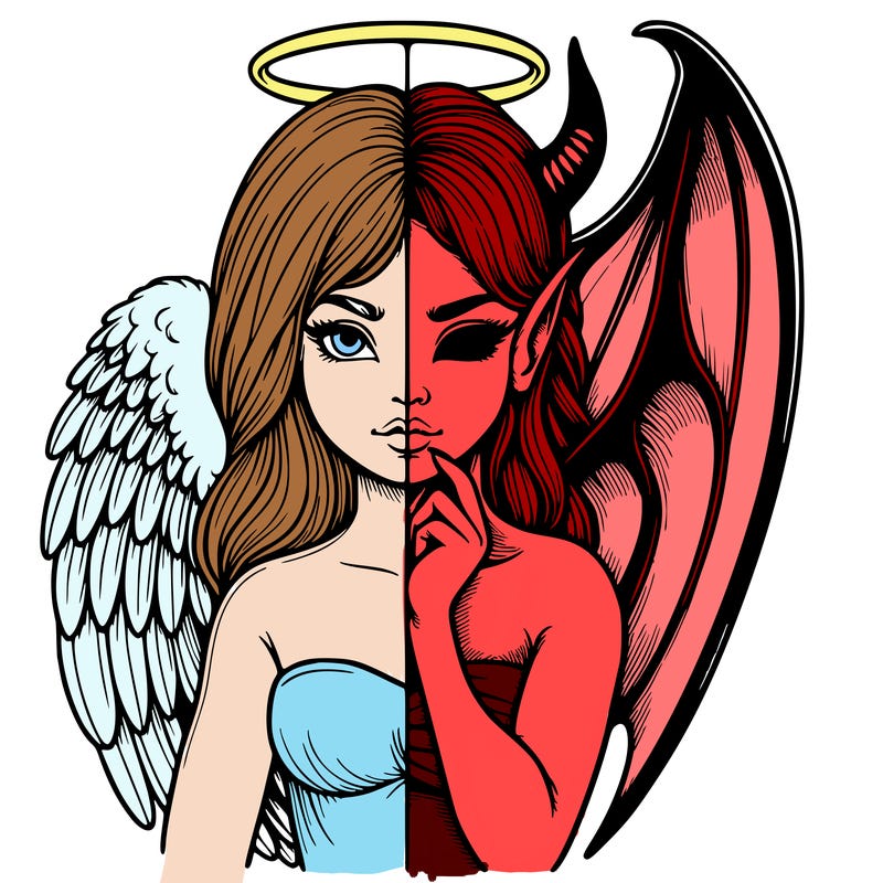 realistic angel half demon