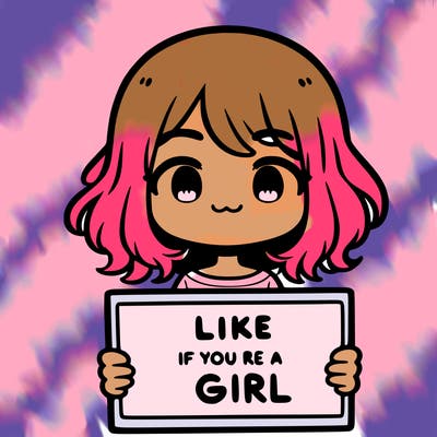 a cute girl holding a sign that says like if you’re a girl