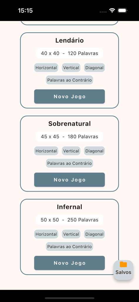 「難易度MAX！クロスワードパズル」アプリのインターフェース。伝説級、超自然級、地獄級などの究極の難易度レベルと大きなグリッドサイズが表示されています。