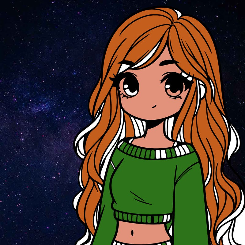 girl with long hair and a crop top with a sweater