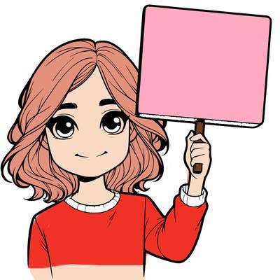 realistic girl holding up a sign