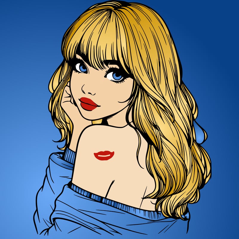 realistic girl with bangs looking over her shoulder