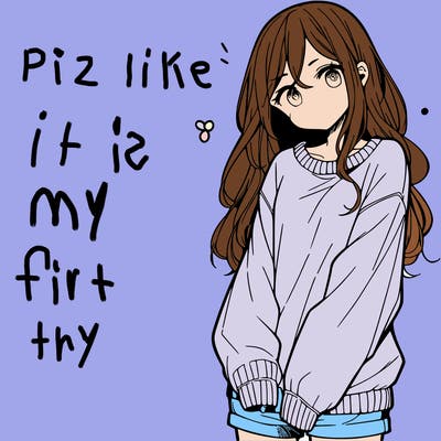 manga teen girl  in a sweater and baggy pants