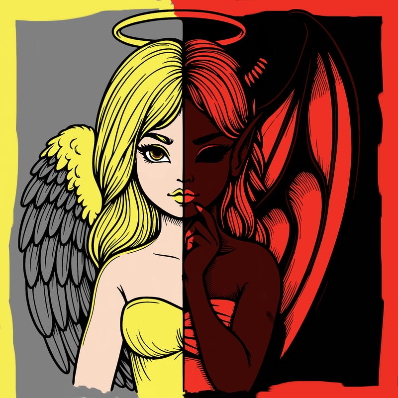 realistic angel half demon