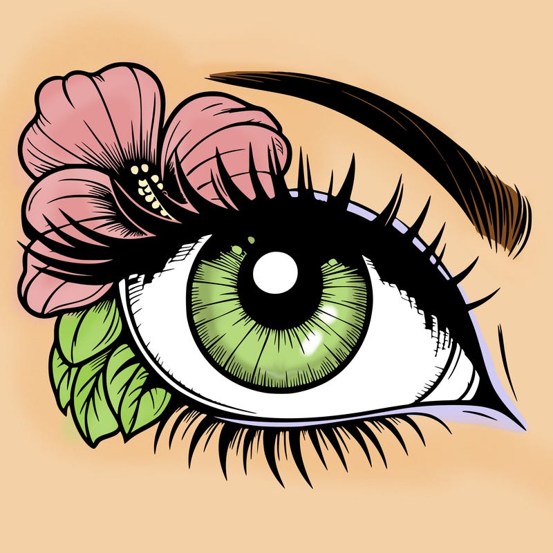 realistic eye with flower