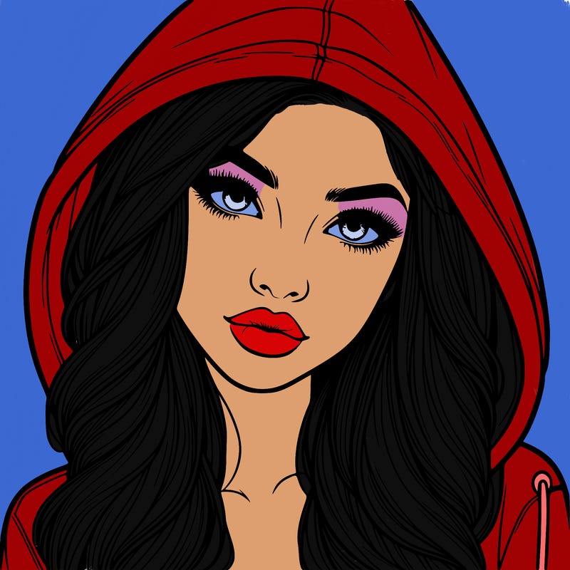 realistic beautiful girl with a hood on