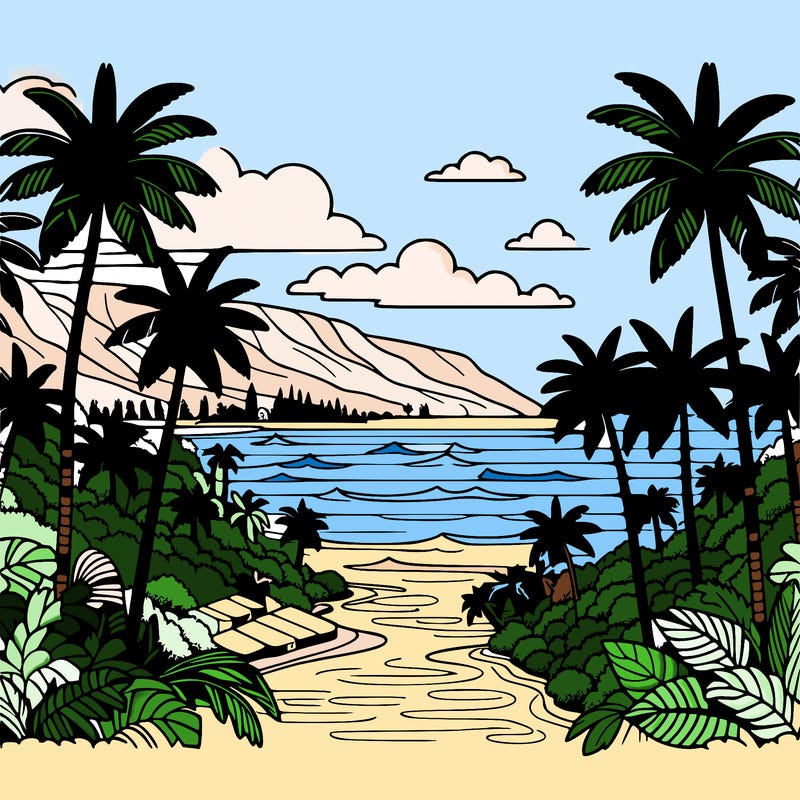 view of the ocean in hawaii lots of palm trees and beautiful view