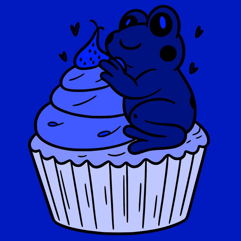 frog sitting on a cupcake