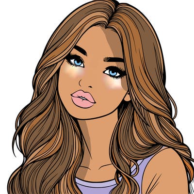 realistic girl with hair on her hair and lips