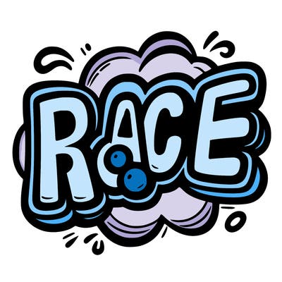 the word race in bubble letters