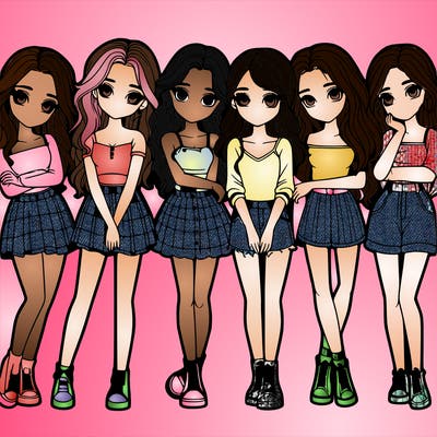 a group of girls realistic
