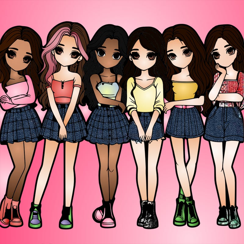 a group of girls realistic