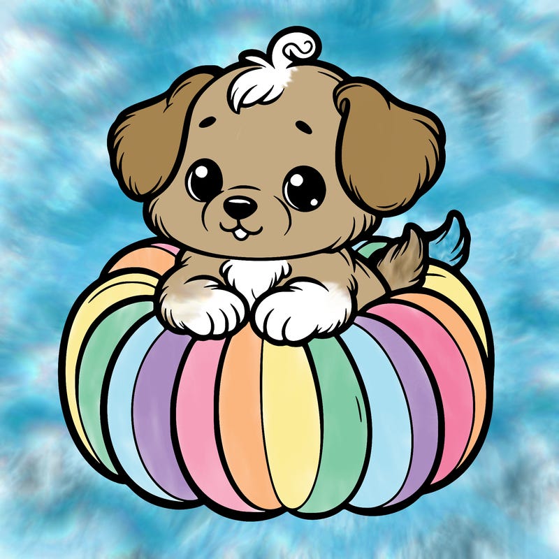 cute little puppy in a pumpkin