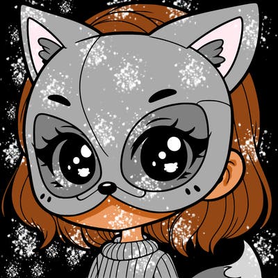 a girl with a fox mask