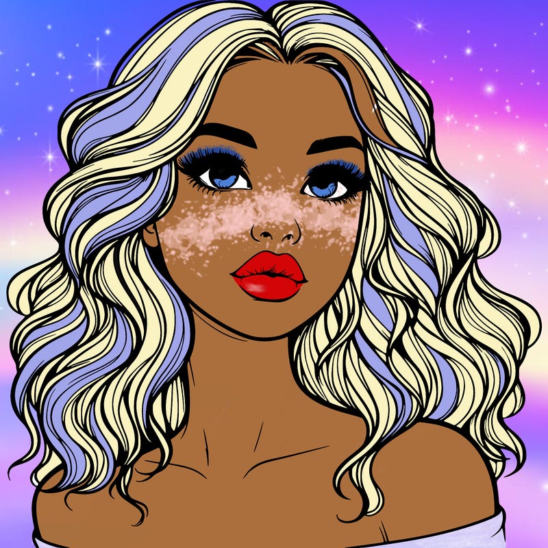 realistic girl with wavy hair and lips