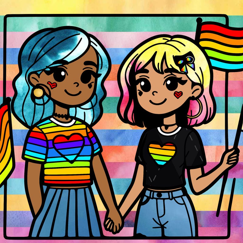 two girls, pride month