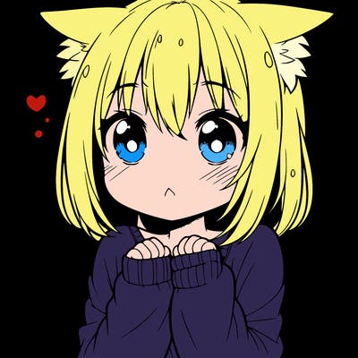shy anime catgirl