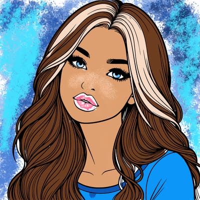 realistic girl with hair on her hair and lips