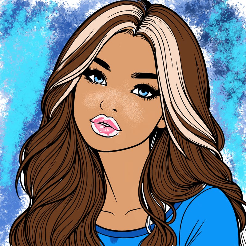 realistic girl with hair on her hair and lips
