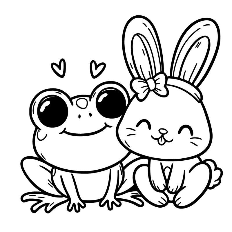 cute frog and bunny