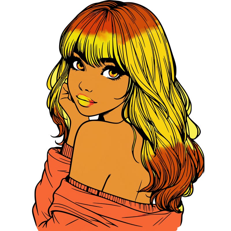 realistic girl with bangs looking over her shoulder