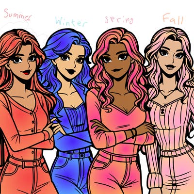 four handsome girls- detailed