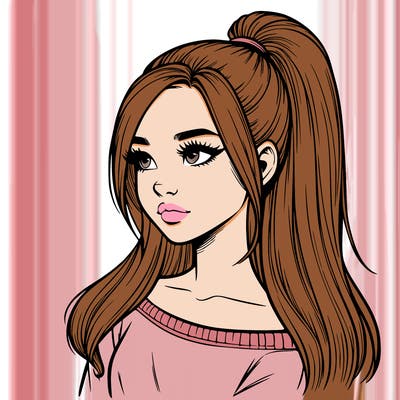 realistic girl with a high ponytail