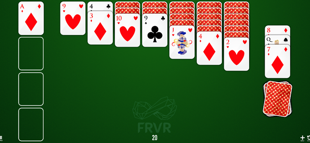 Classic Klondike solitaire card game layout in landscape mode