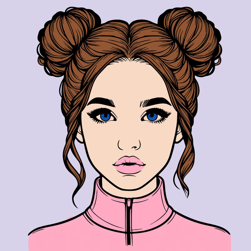 realistic woman that has space buns