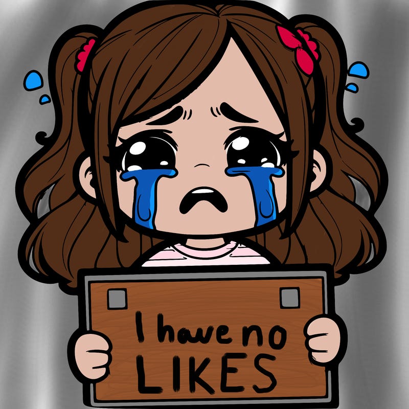 crying girl with sign