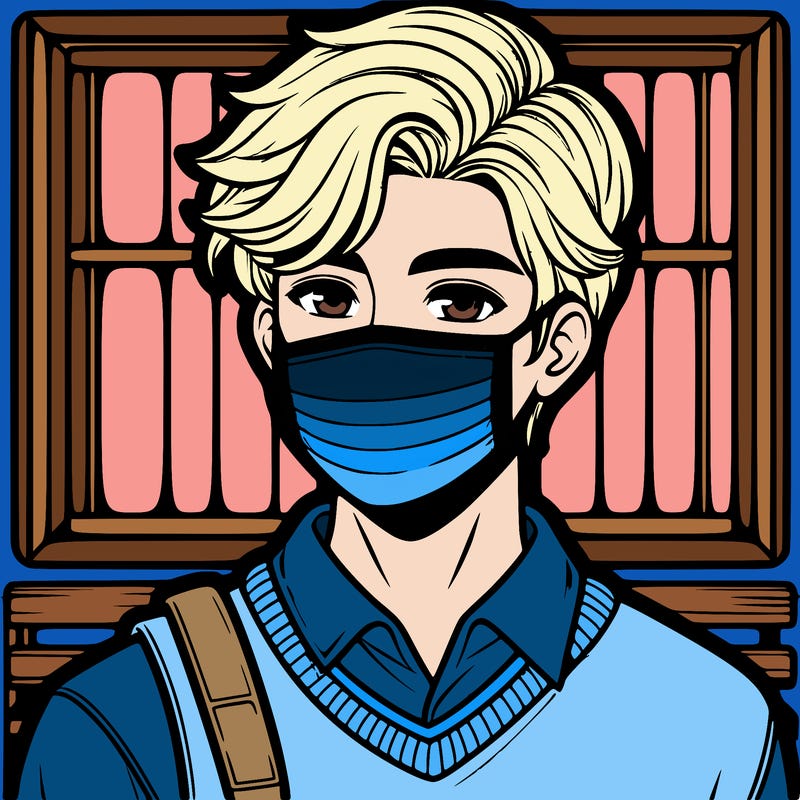 a handsome boy with a mask