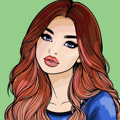 realistic girl with hair on her hair and lips