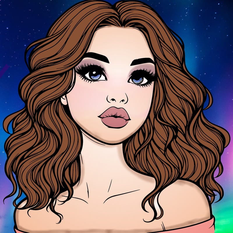 realistic girl with wavy hair and lips