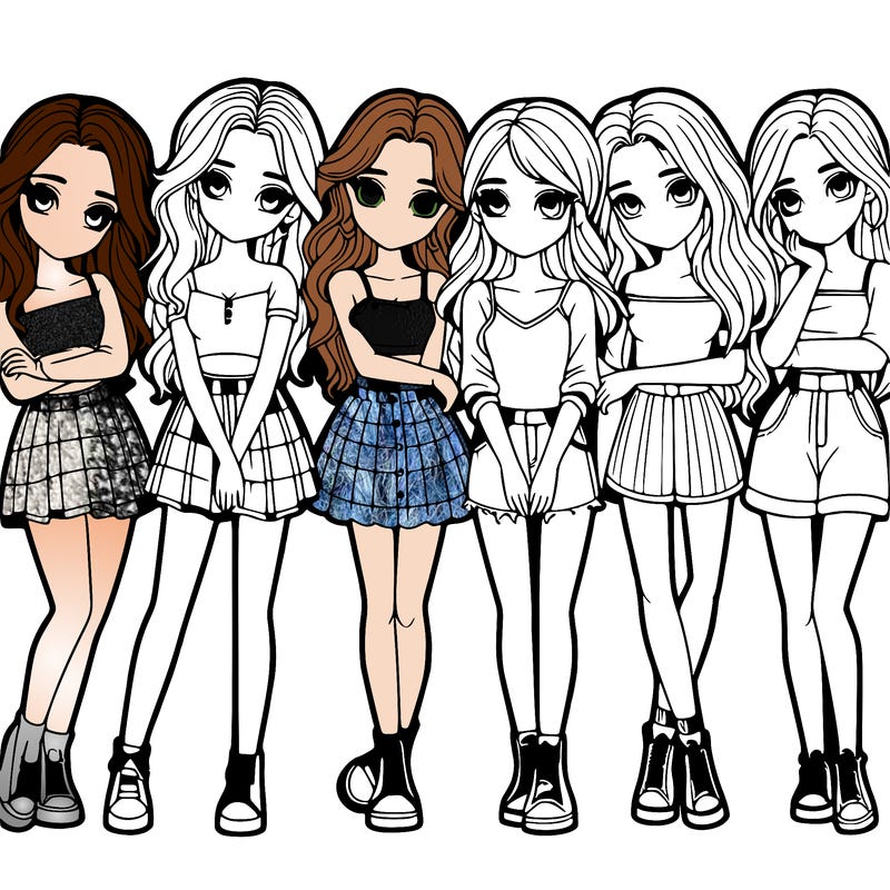 a group of girls realistic