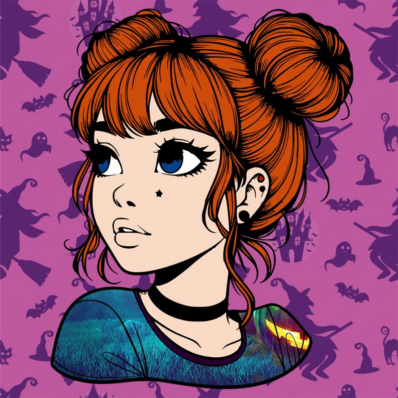 realistic girl with spacebuns