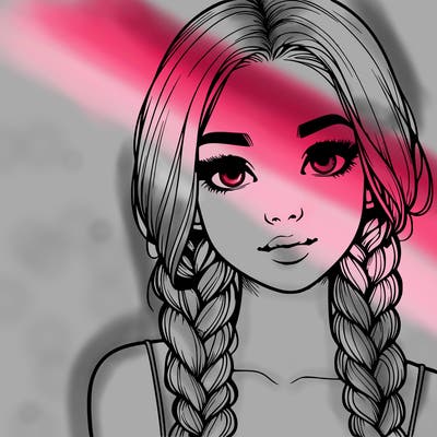 realistic girl with braids