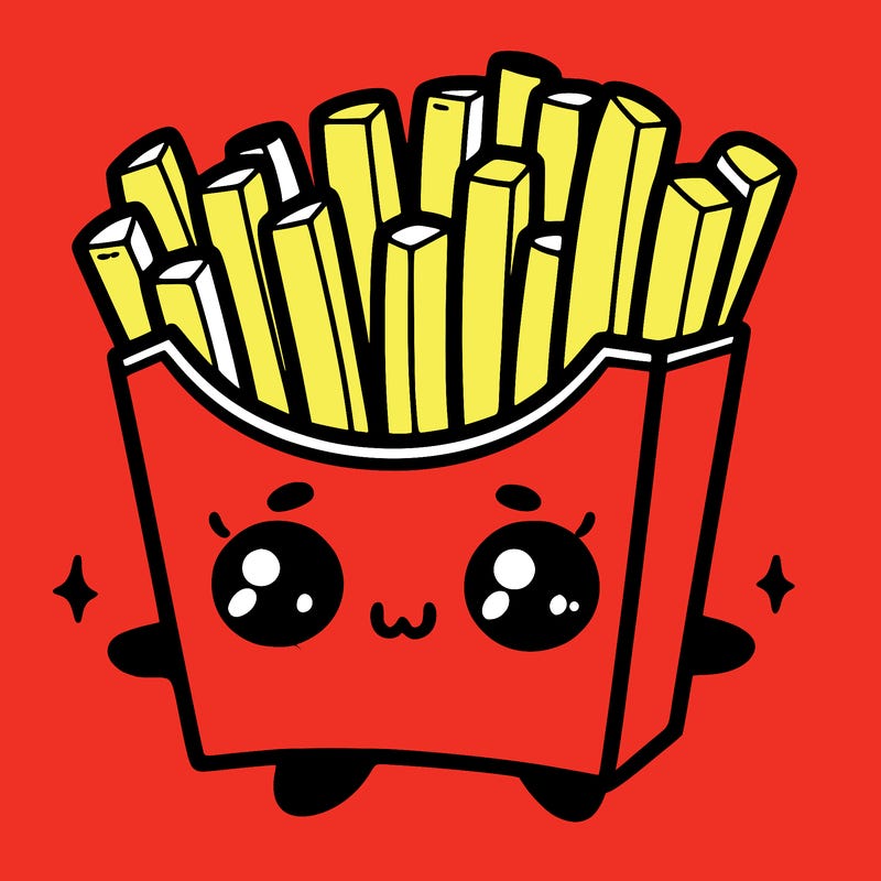 a cute. french fries
