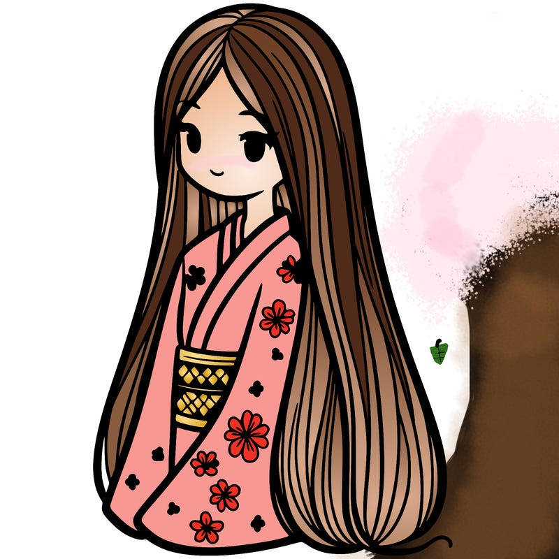 woman with long straight hair wearing kimono