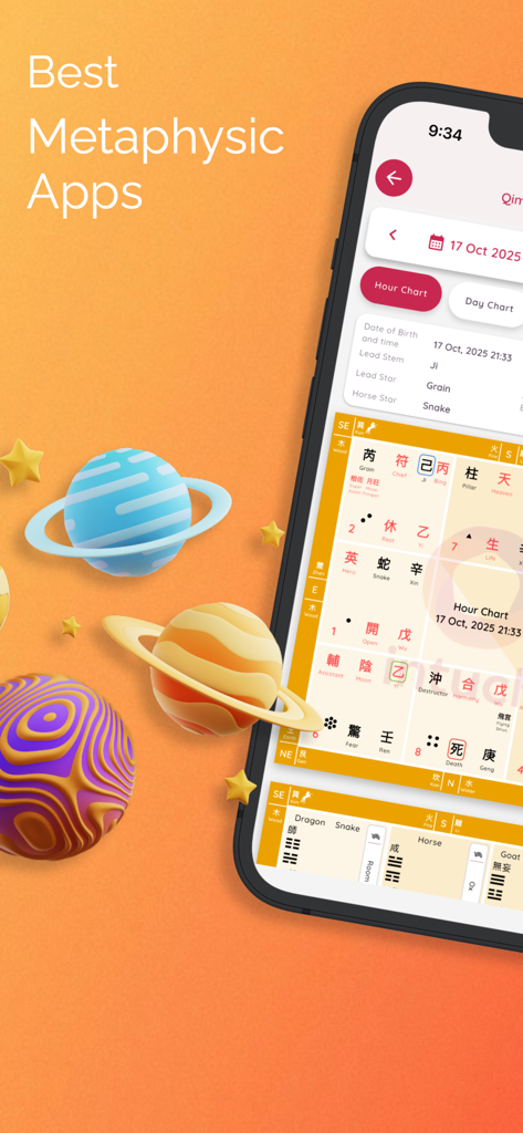 Intuchi app interface showing a Qi Men Dun Jia metaphysical chart