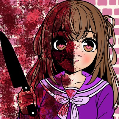 yandere anime girl with knife