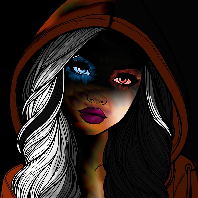 realistic beautiful girl with a hood on