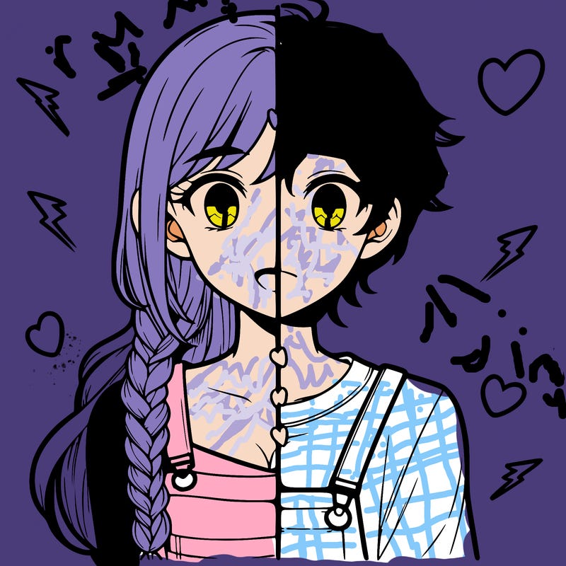 realistic girl boy split