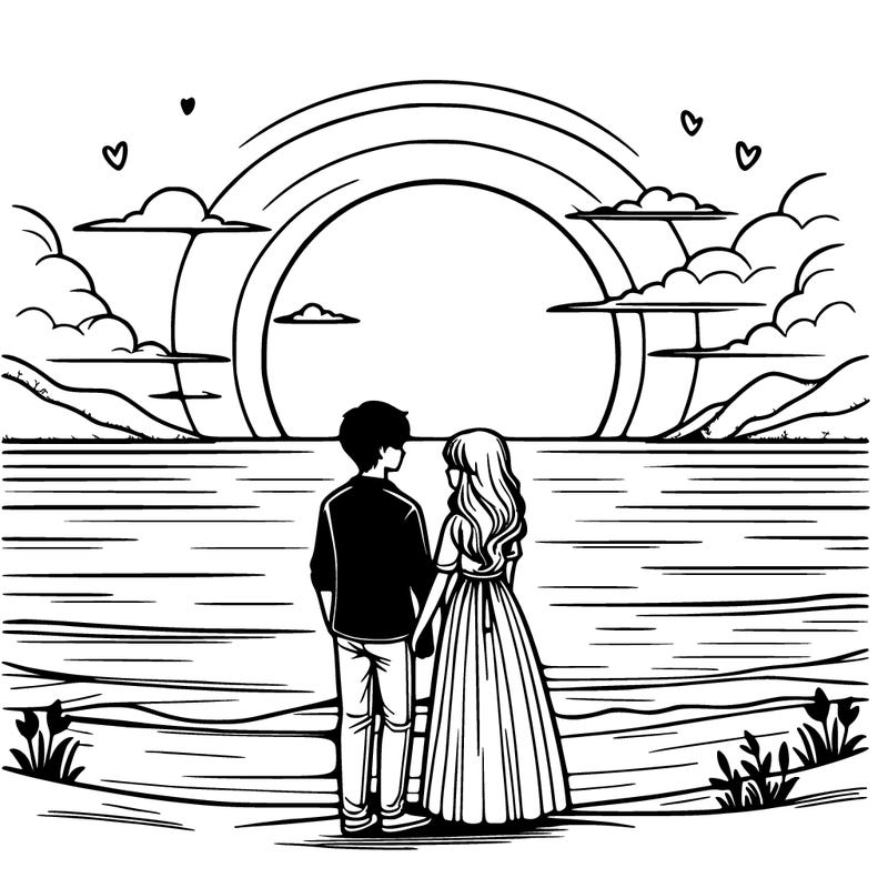 couple in front of sunset