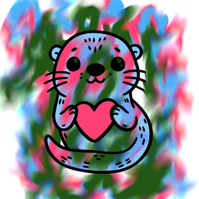 otter with a heart