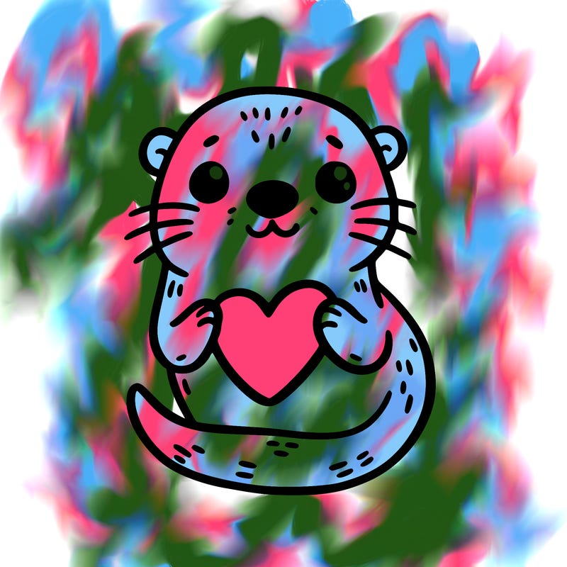 otter with a heart