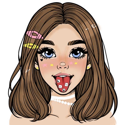 realistic girl with her tongue out