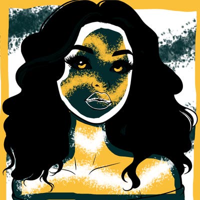 realistic girl with wavy hair and lips