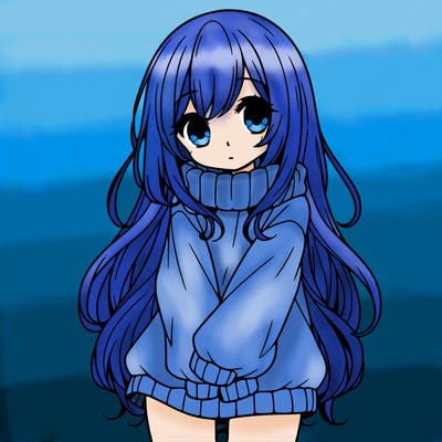 cute manga girl with long sweater